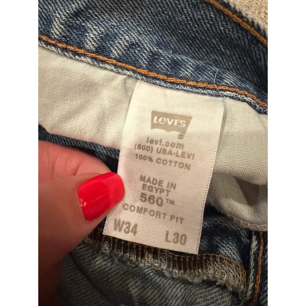 Levi's 560 jeans Mens Blue Comfort Fit Relaxed Tapered Light Denim Y2K 34x30 - Picture 11 of 12
